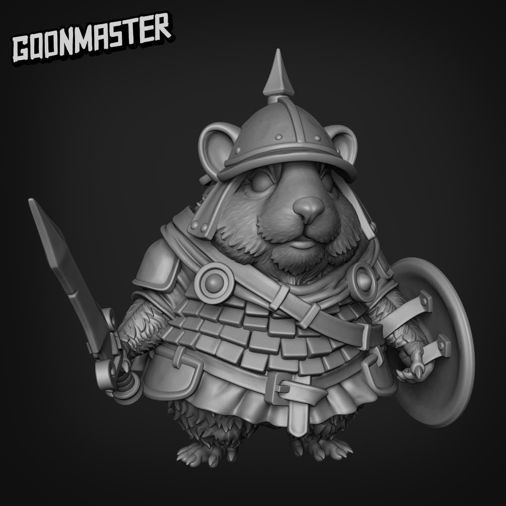 Hamster Sword Warrior. Hams of War- Goonmaster | 28mm and 32mm | Wargaming | DnD | Tabletop Roleplaying