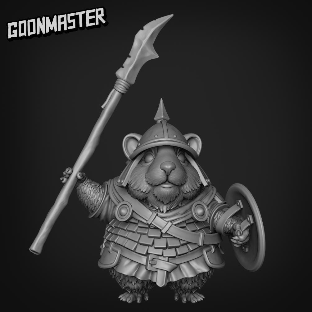 Hamster Spear Warrior. Hams of War- Goonmaster | 28mm and 32mm | Wargaming | DnD | Tabletop Roleplaying