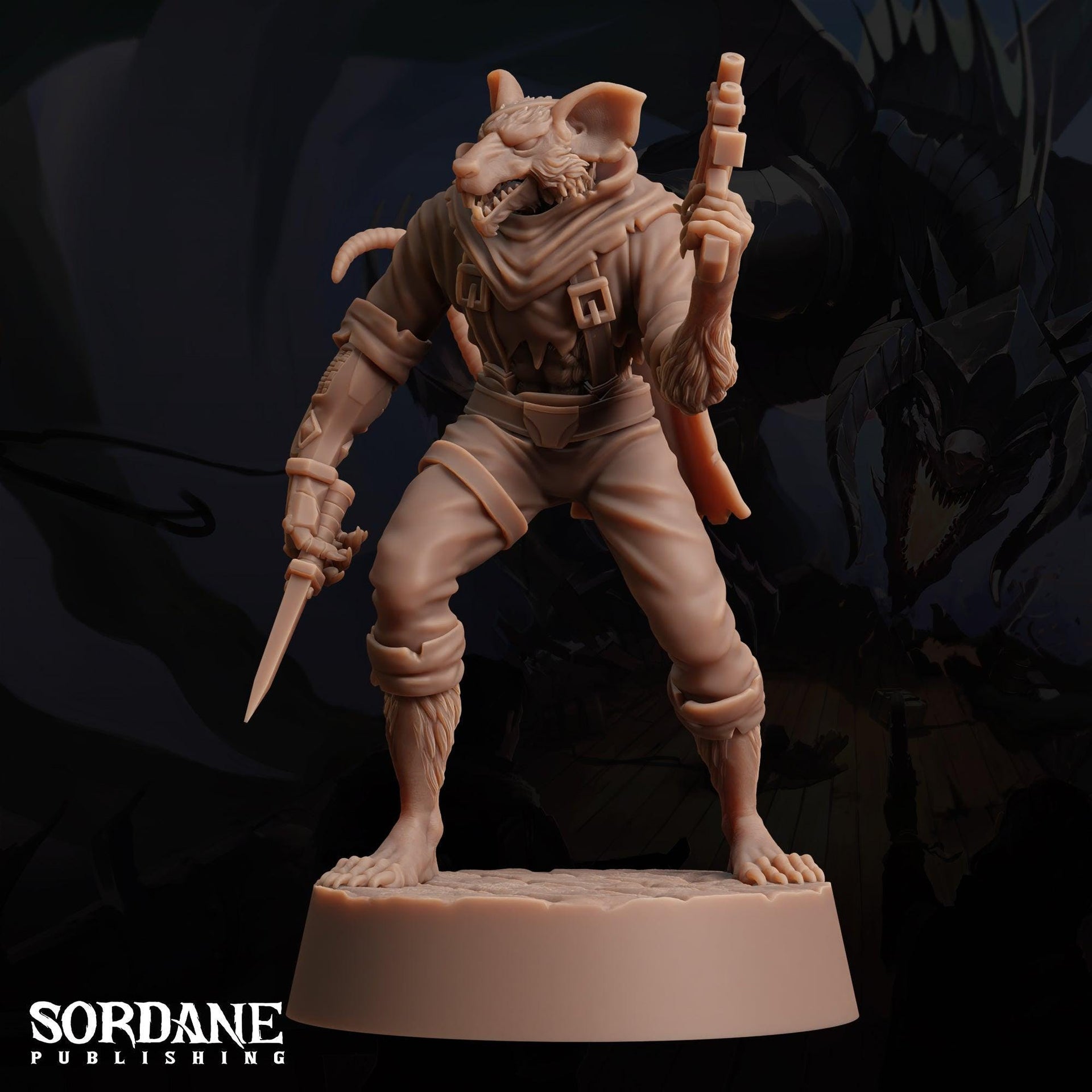 Wererat Assassin - Sordane Publishing | 28mm and 32mm | Wargaming | DnD | Tabletop Roleplaying
