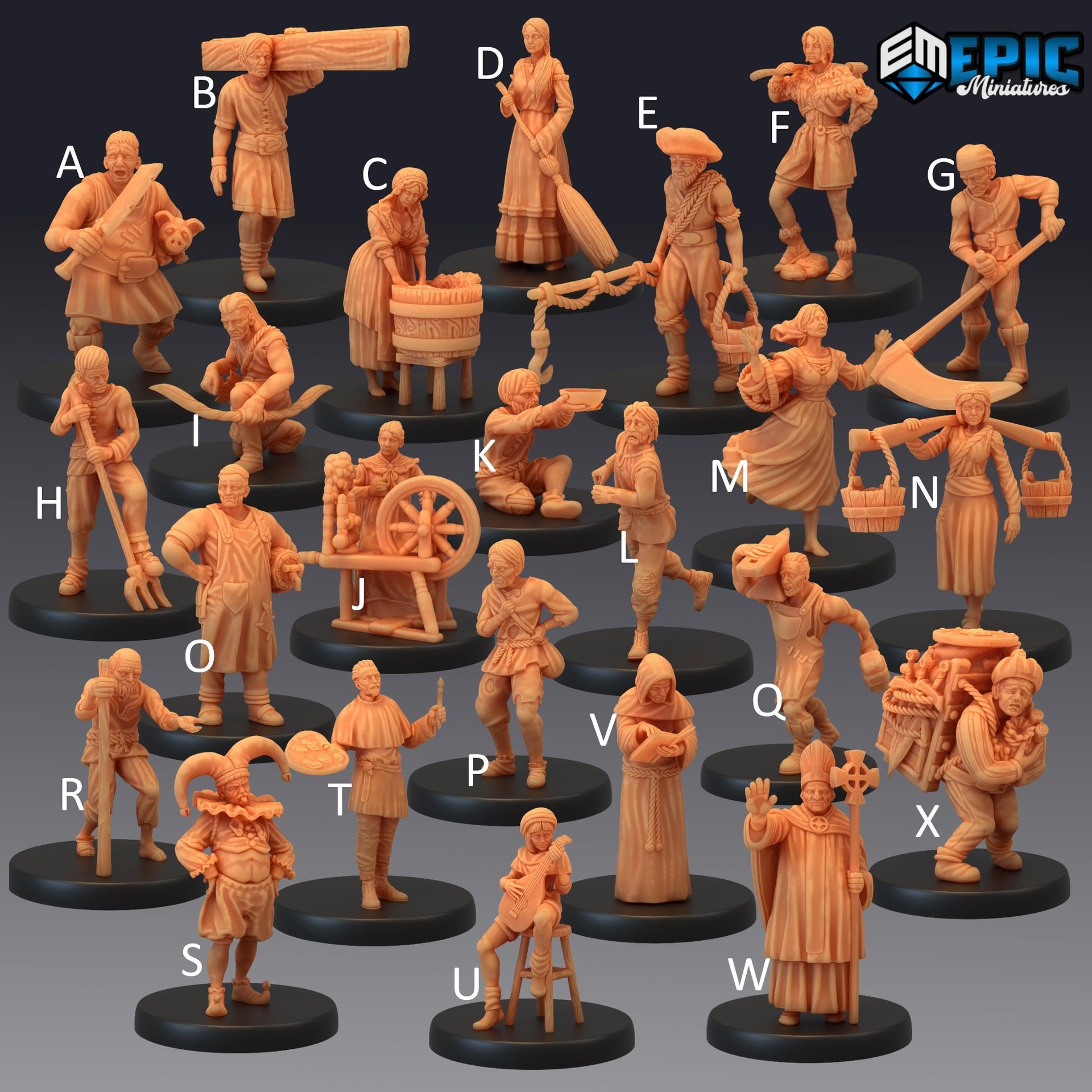 Villagers 2 - Epic Miniatures | 28mm and 32mm | Wargaming | DnD | Tabletop Roleplaying