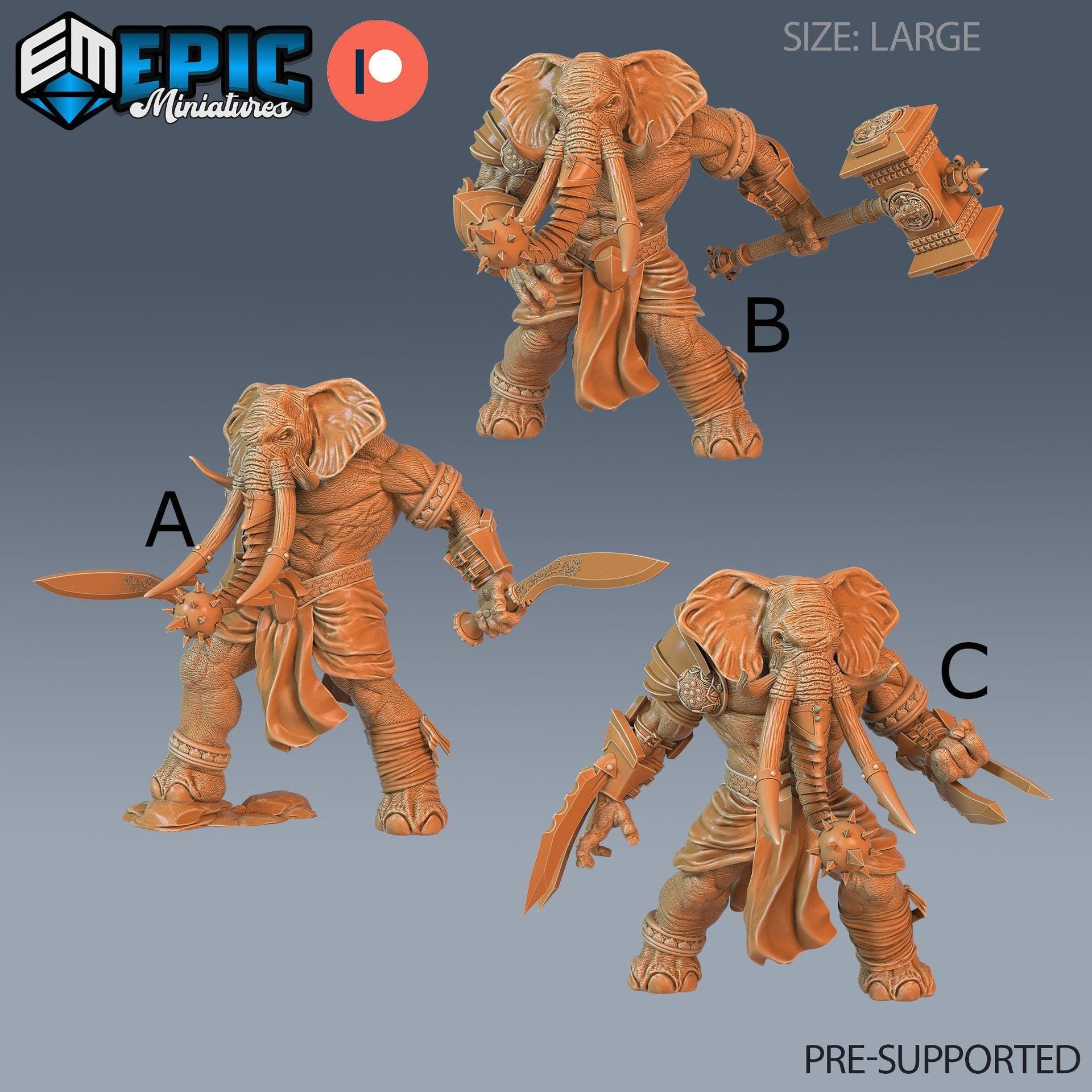 Elephant Folk Barbarian - Epic Miniatures