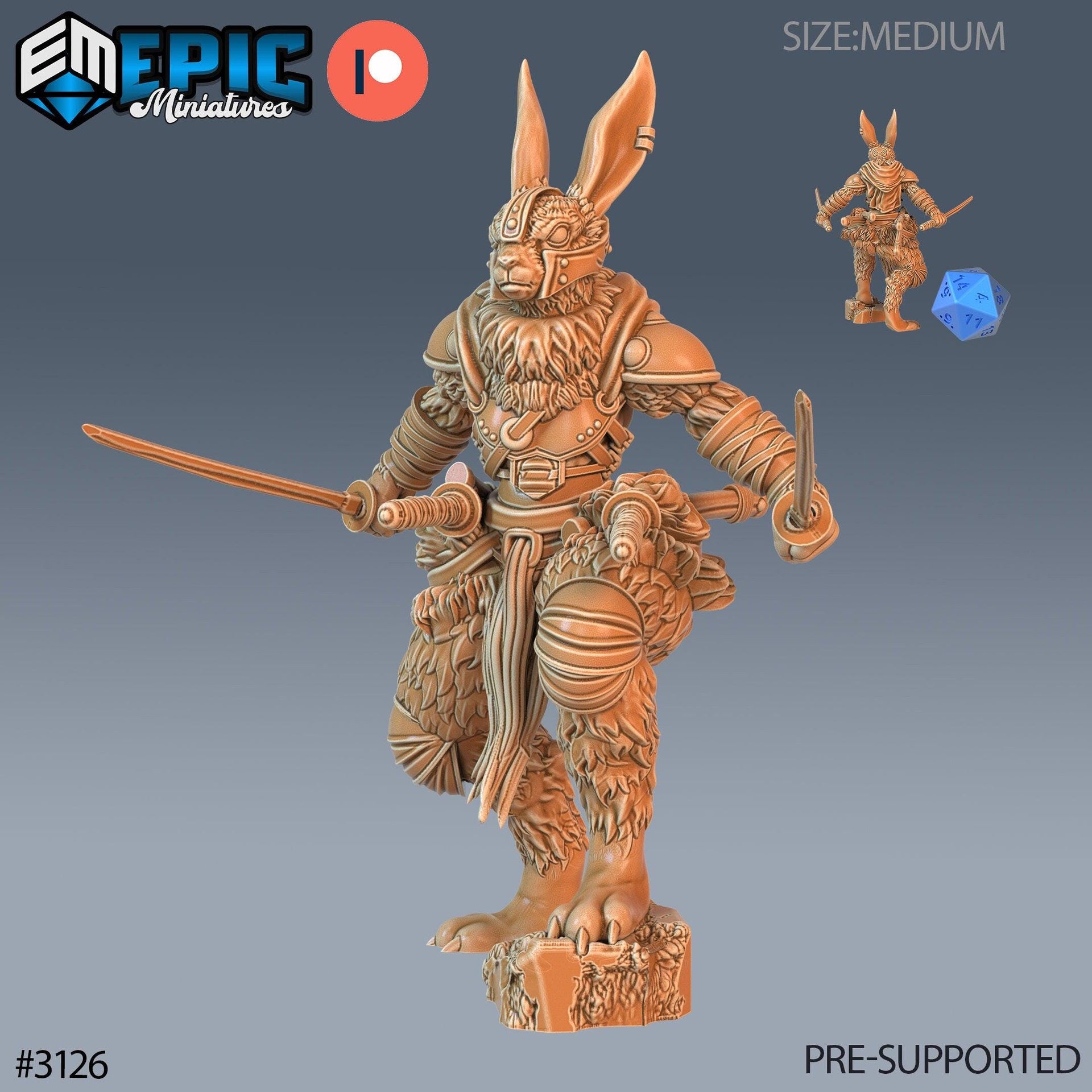 Rabbit Folk Blade Master - Epic Miniatures | 28mm | 32mm | Easter Surprise | Fighter | Assassin | Bunny | Samurai | Bandit