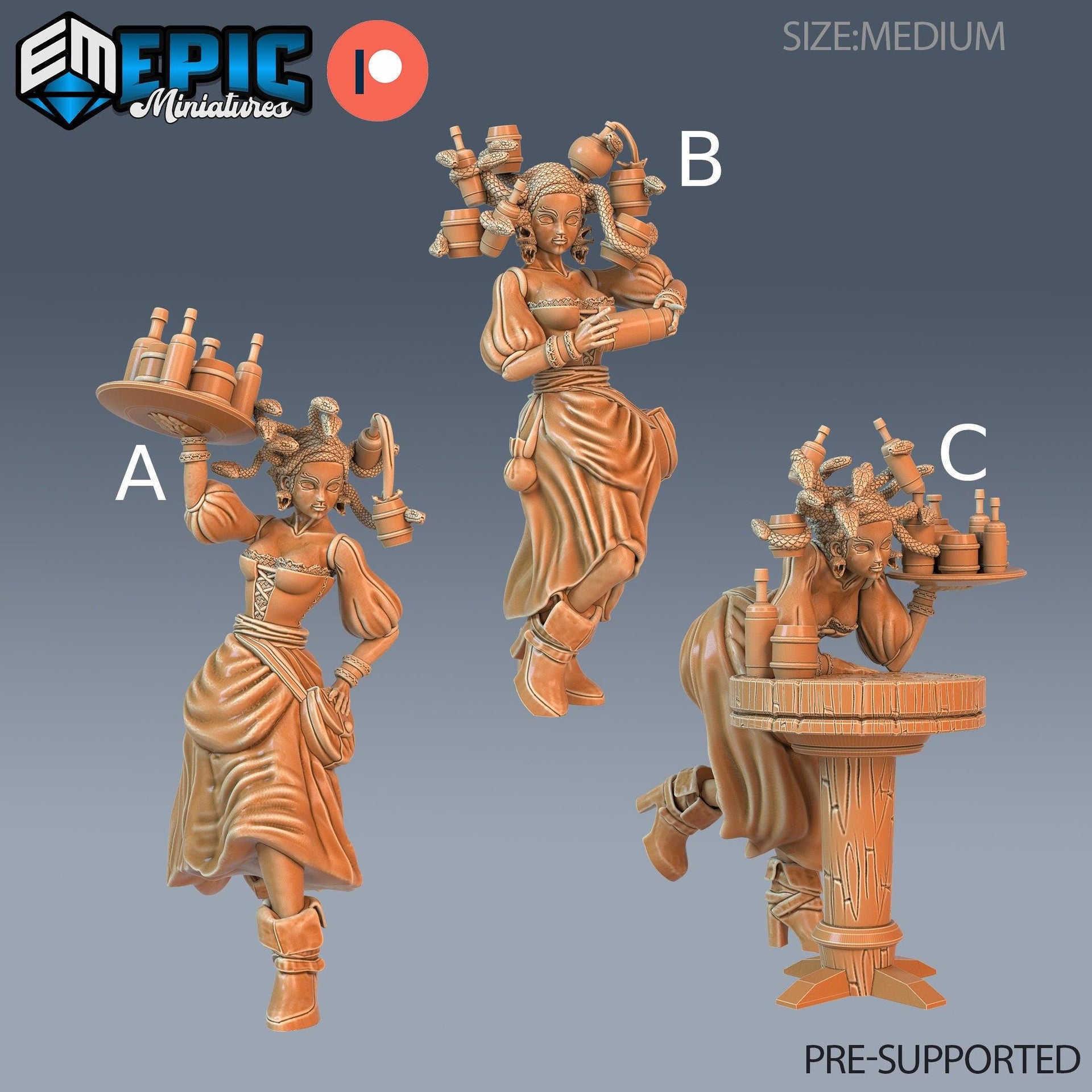 Gorgon Waitress - Epic Miniatures | 28mm | 32mm | Medusa | Tavern | Bartender