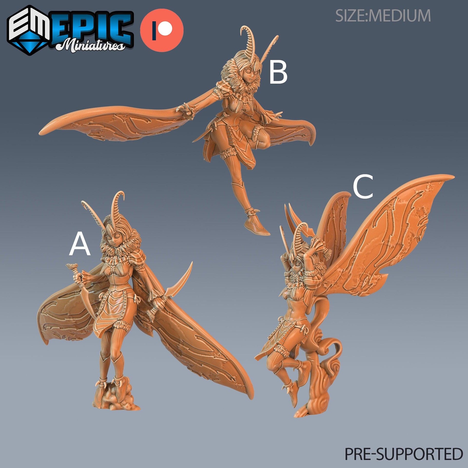 Moth Girl- Epic Miniatures | Pathfinder | 28mm | 32mm |  Mothfolk | Assassin | Rogue