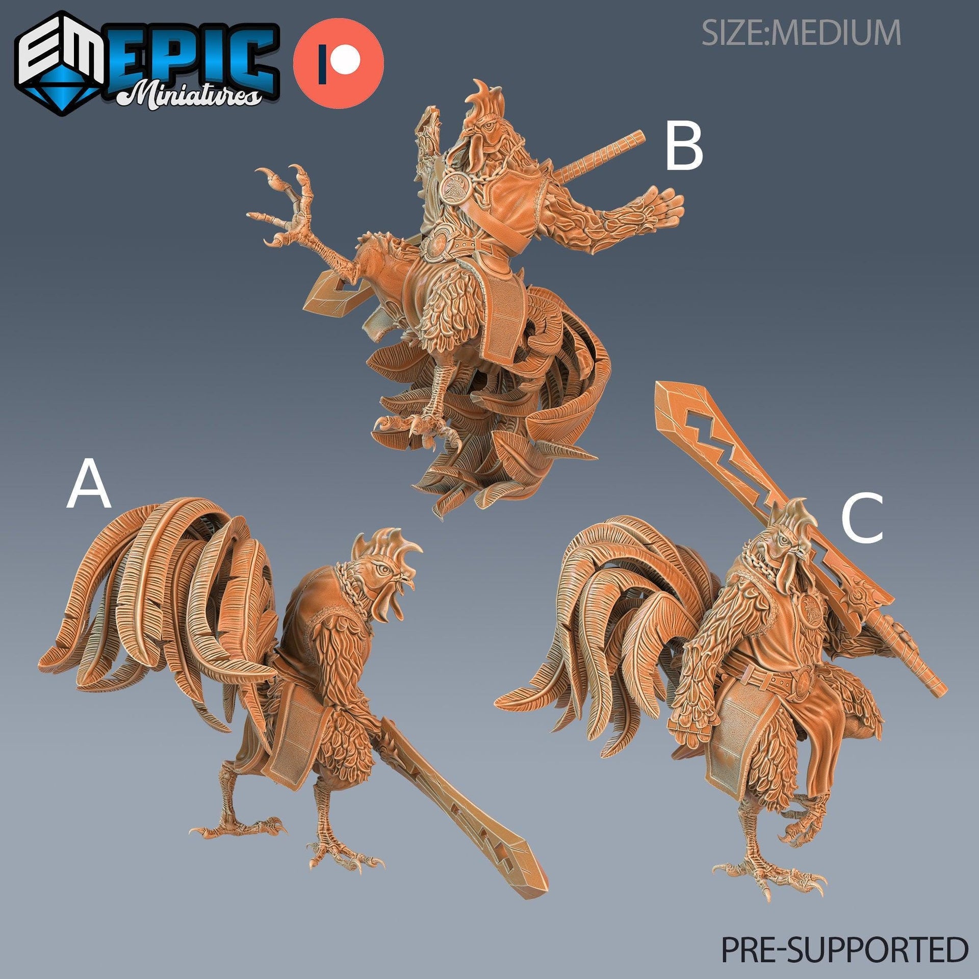 Rooster Warrior - Epic Miniatures | 28mm | 32mm | Fighter | Birdfolk | Chicken | Sword