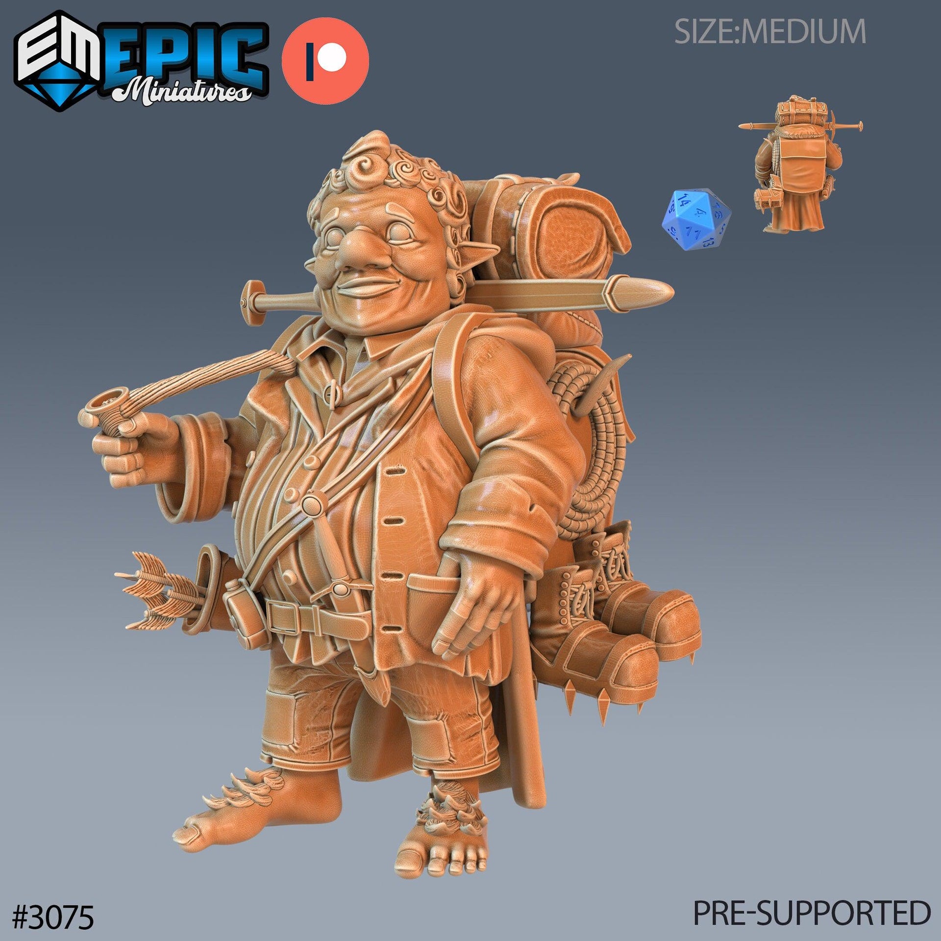 Halfling Traveler- Epic Miniatures | 28mm | 32mm | Rogue | Climbing | Lute | Pipe | Bard