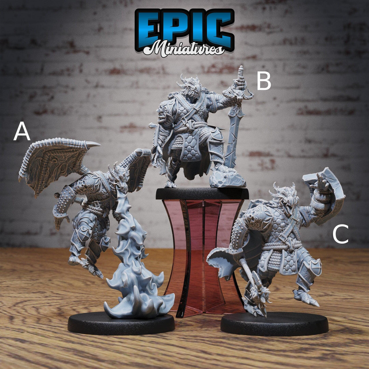 Dragonborn Warrior - Epic Miniatures | 28mm | 32mm | PC | Fighter | Soldier | Knight | Barbarian