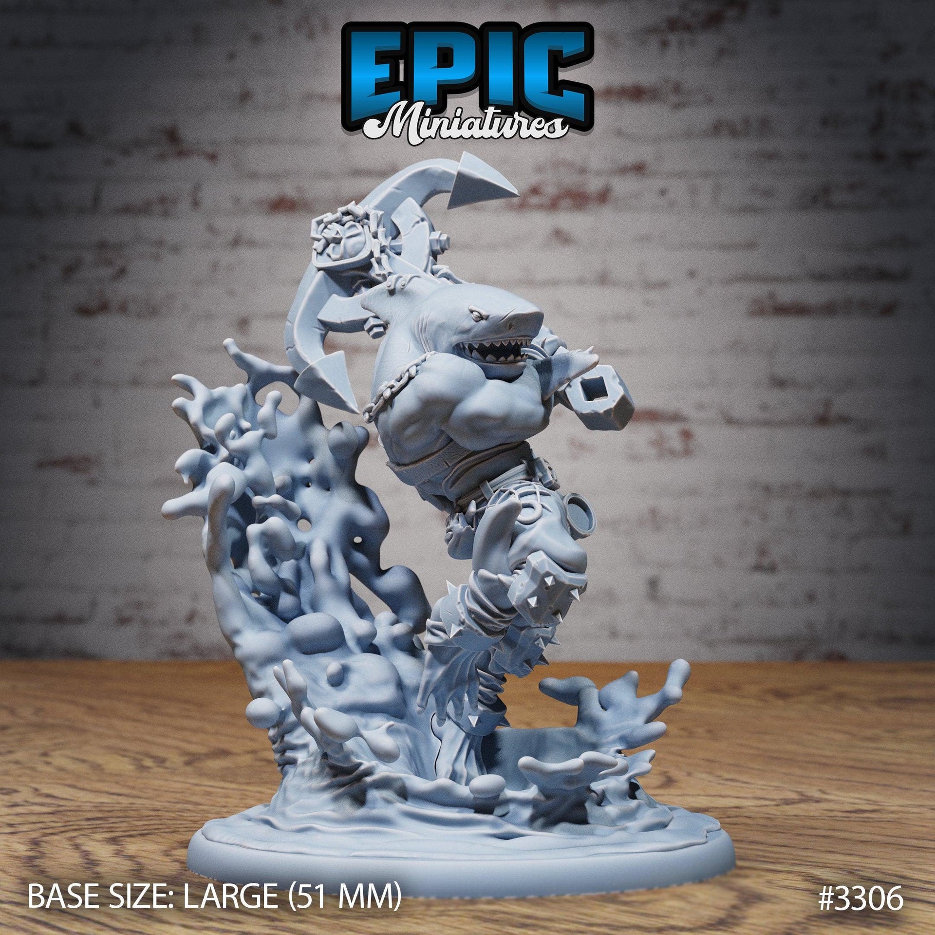 Shark Folk Anchor Pirate - Epic Miniatures | 32mm | Pirate Scourge | Sharkin | Brawler | Champion