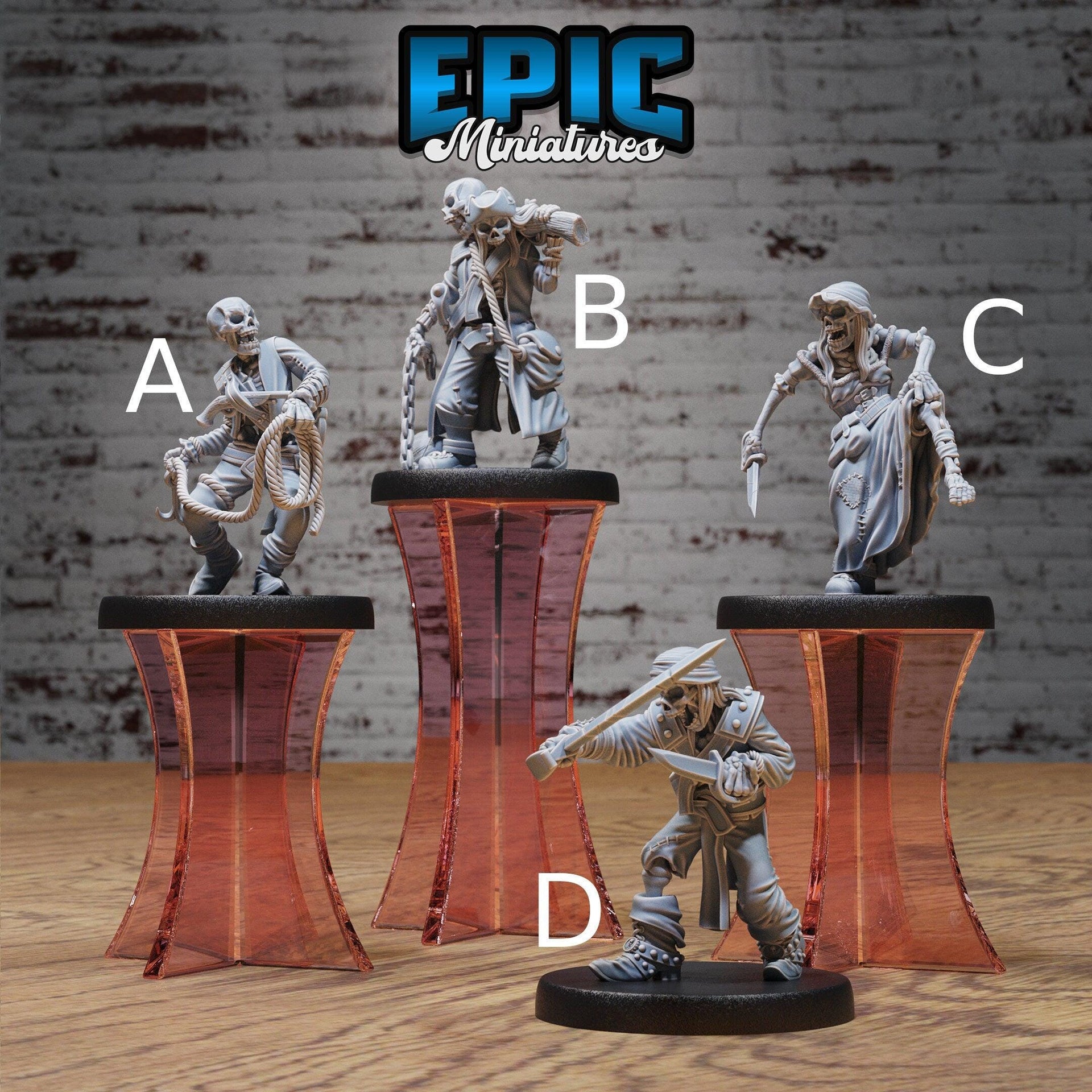 Undead Pirate Crew - Epic Miniatures | 32mm | Pirate Scourge | Captain | Zombie | Skeleton | Sailor