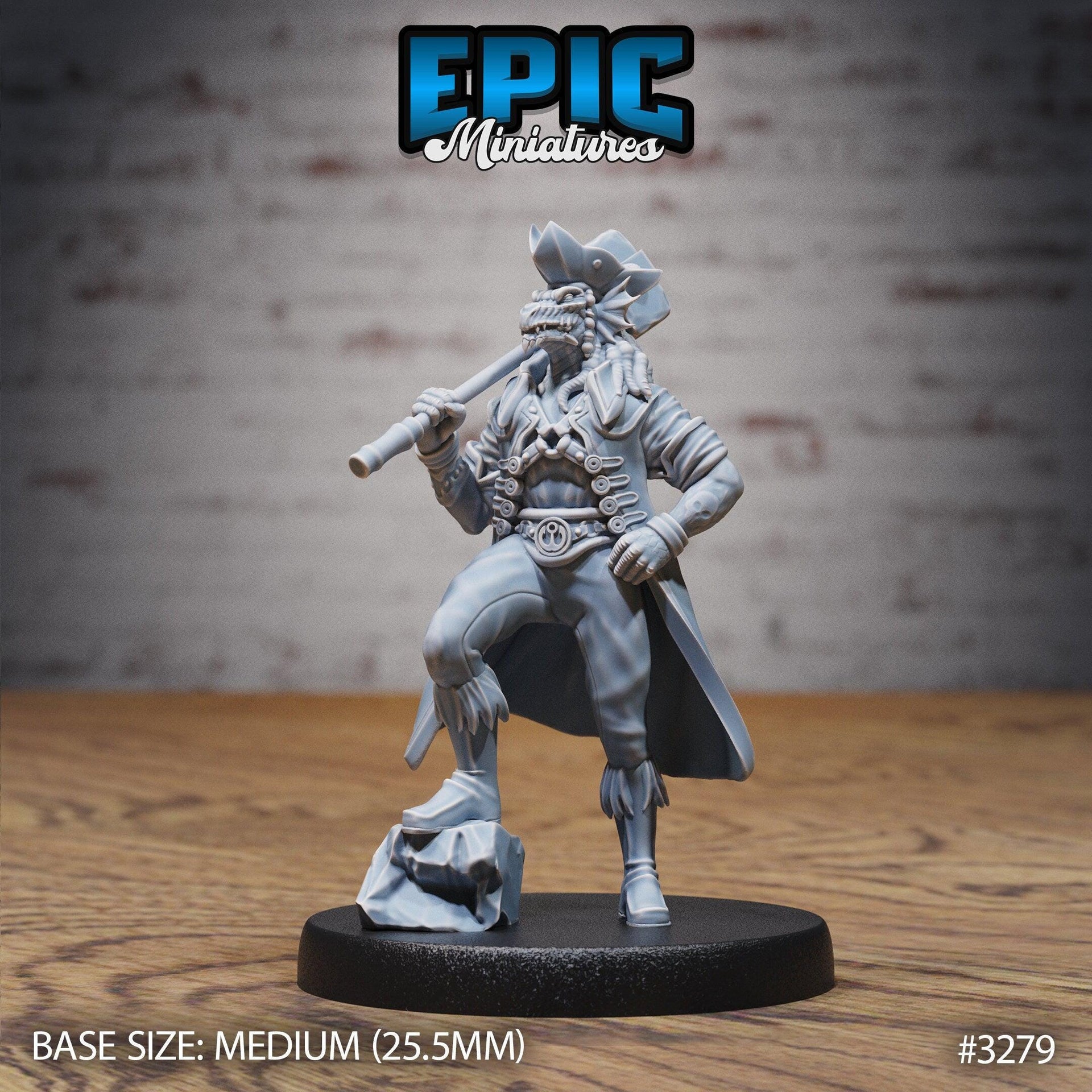 Dragonborn Pirate - Epic Miniatures | 32mm | Pirate Scourge | Captain | Swashbuckler | Rogue | Lizardfolk