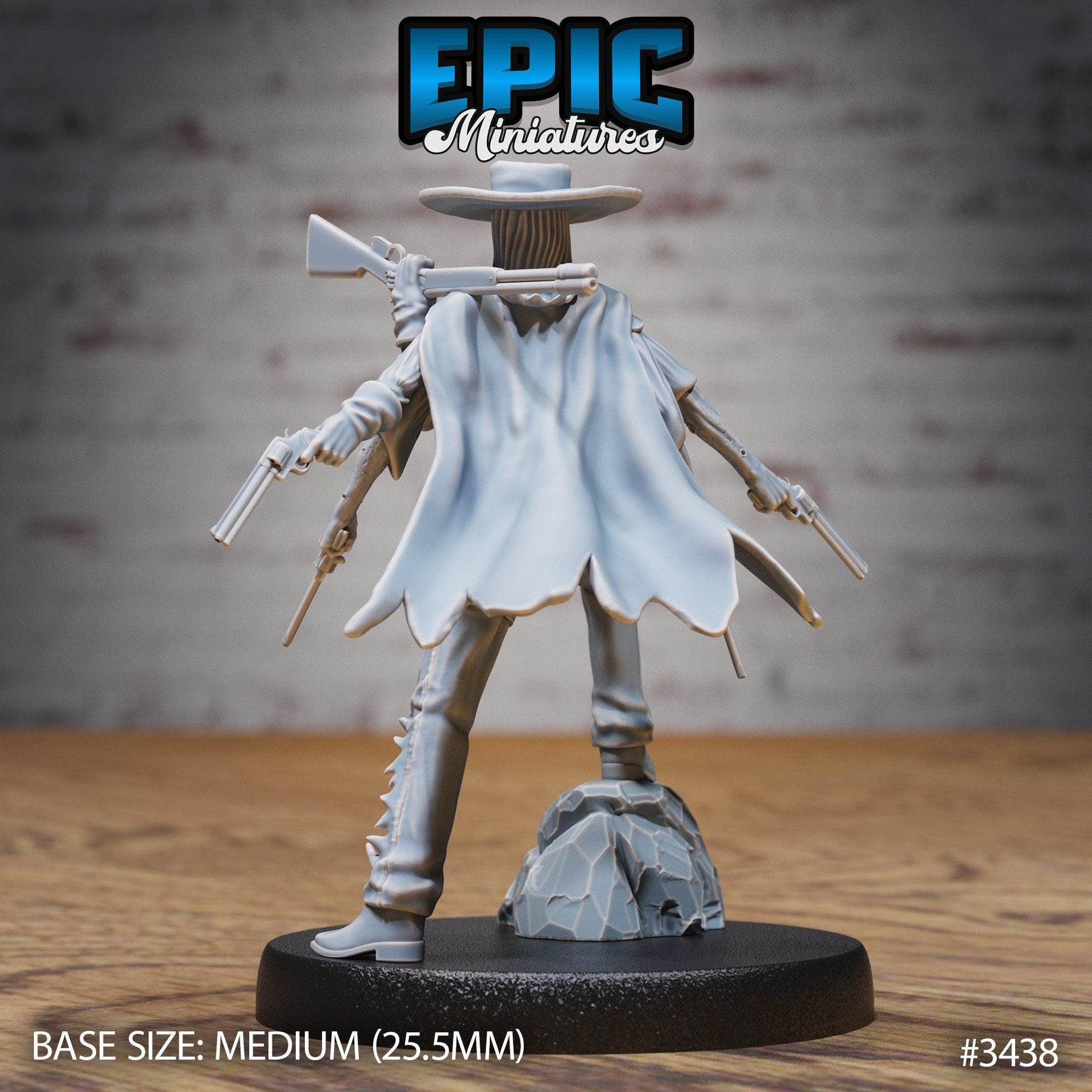 Undead Gunslinger - Epic Miniatures | 28mm | 32mm | Fantasy Wild West | six armed | Cowboy | Rifle | Skeleton | Zombie