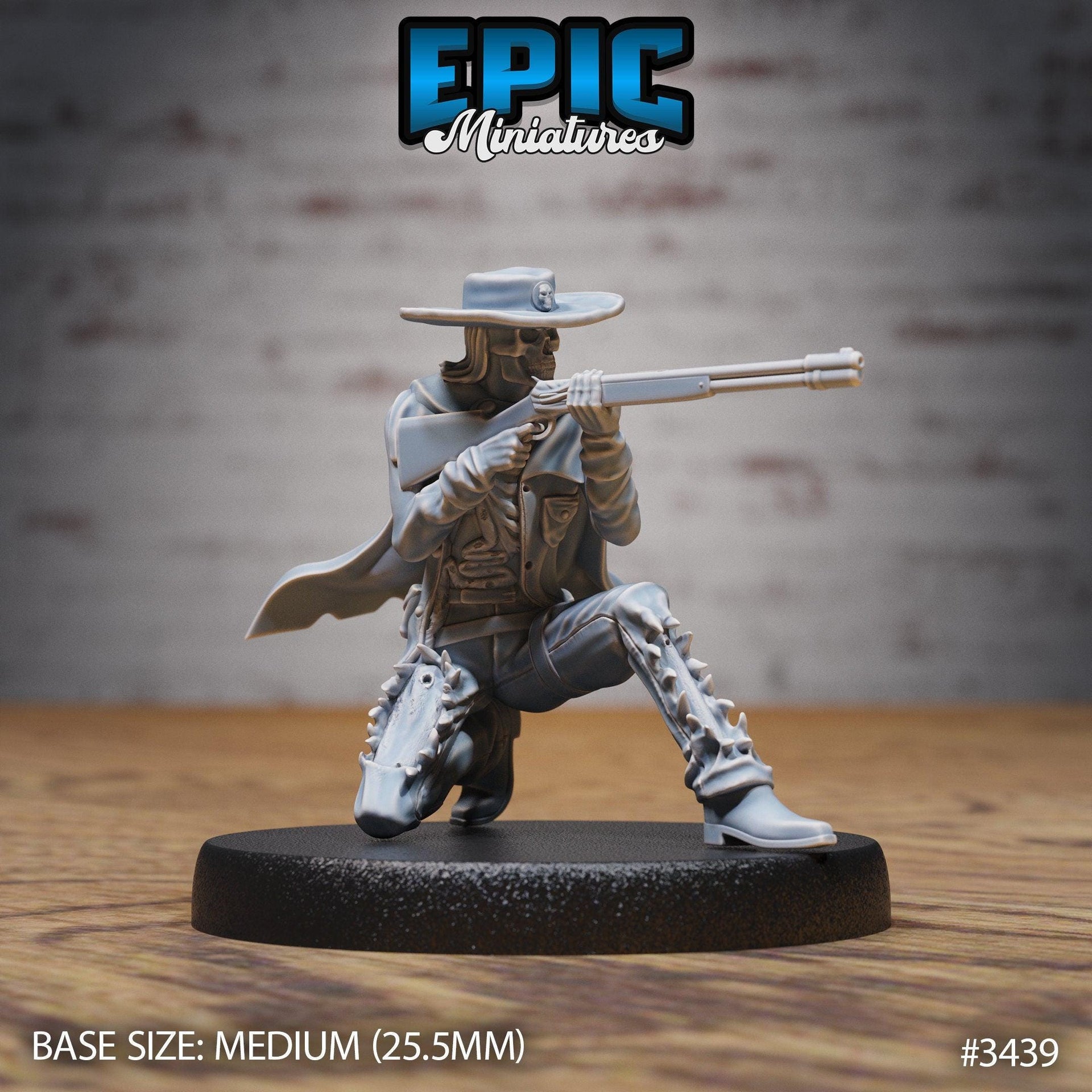 Undead Gunslinger - Epic Miniatures | 28mm | 32mm | Fantasy Wild West | six armed | Cowboy | Rifle | Skeleton | Zombie