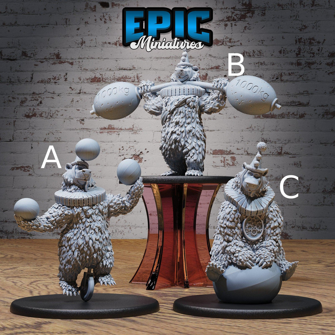 Circus Bear - Epic Miniatures | Ninth Age | 32mm | Nightsky Carnival | Circus | Big Top | Powerlifting | Unicycle | Juggling