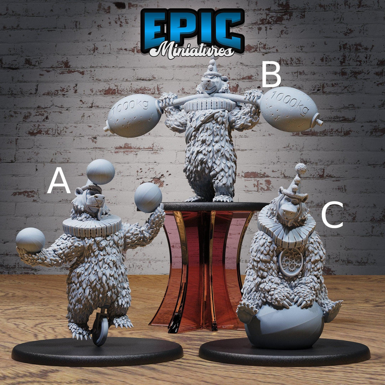 Circus Bear - Epic Miniatures | Ninth Age | 32mm | Nightsky Carnival | Circus | Big Top | Powerlifting | Unicycle | Juggling