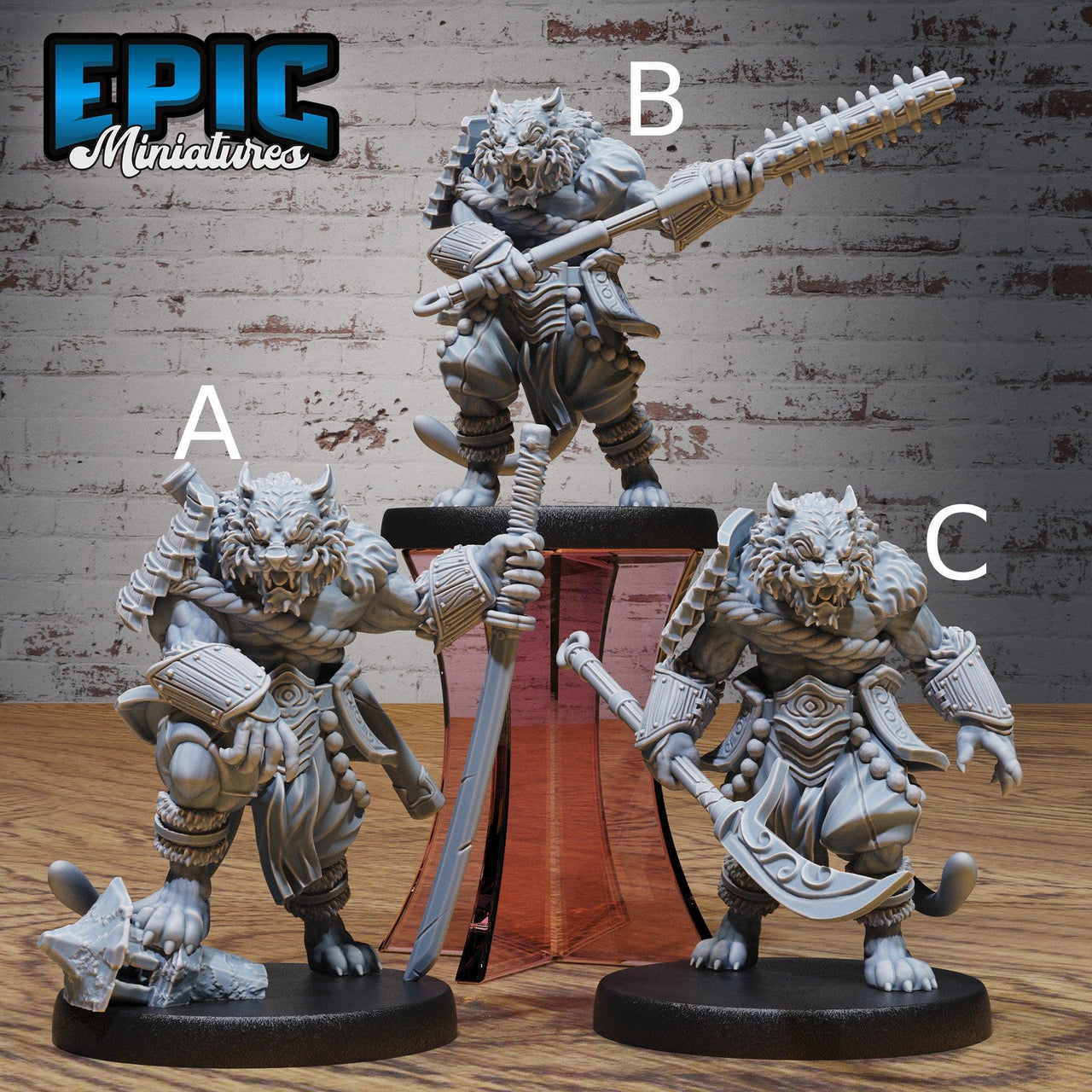 Tiger Folk Samurai - Epic Miniatures | Ninth Age | 32mm |Iron Fist Tournament | Swordsman | Monk | Fox