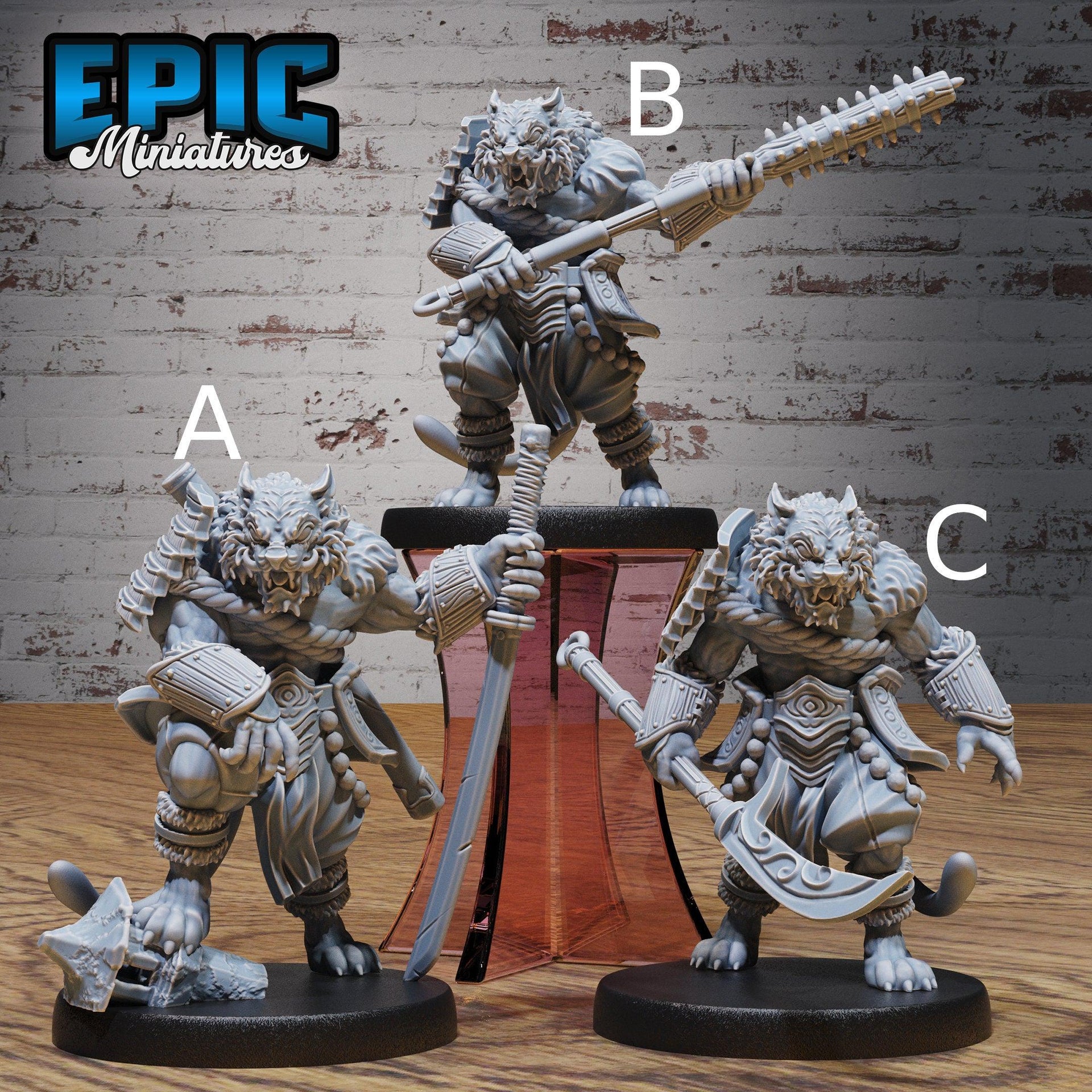 Tiger Folk Samurai - Epic Miniatures | Ninth Age | 32mm |Iron Fist Tournament | Swordsman | Monk | Fox