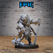 Tiger Folk Samurai - Epic Miniatures | Ninth Age | 32mm |Iron Fist Tournament | Swordsman | Monk | Fox