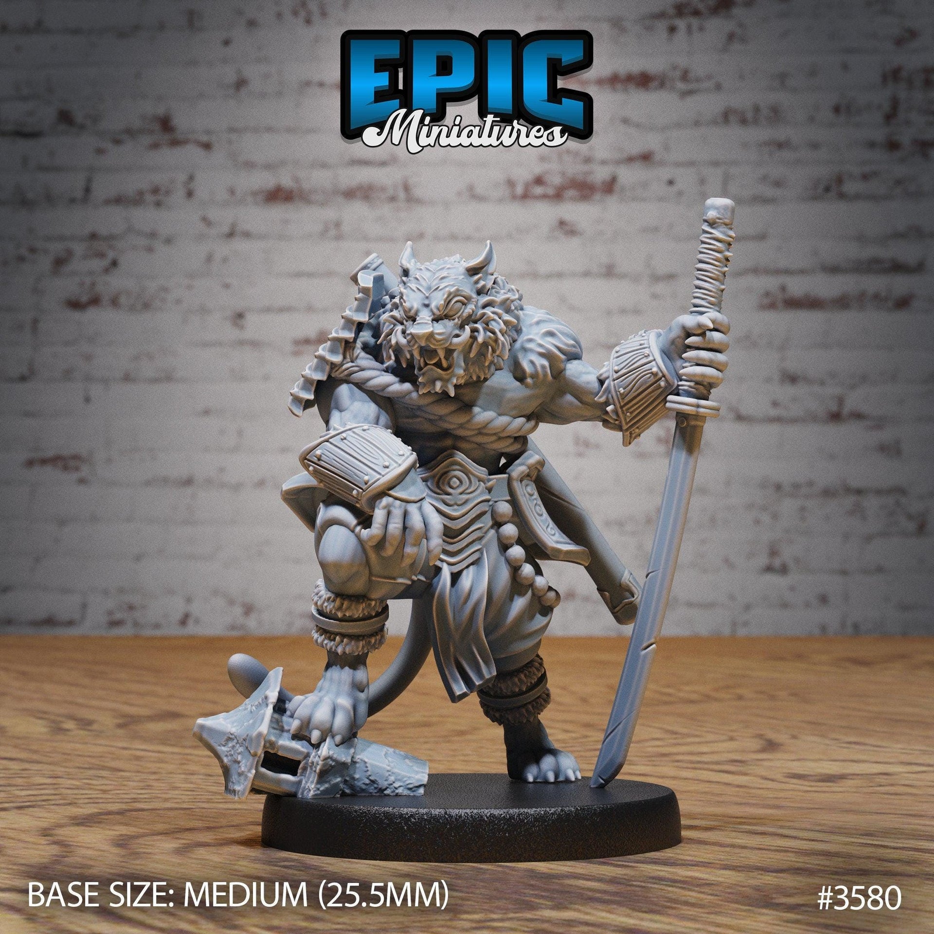 Tiger Folk Samurai - Epic Miniatures | Ninth Age | 32mm |Iron Fist Tournament | Swordsman | Monk | Fox