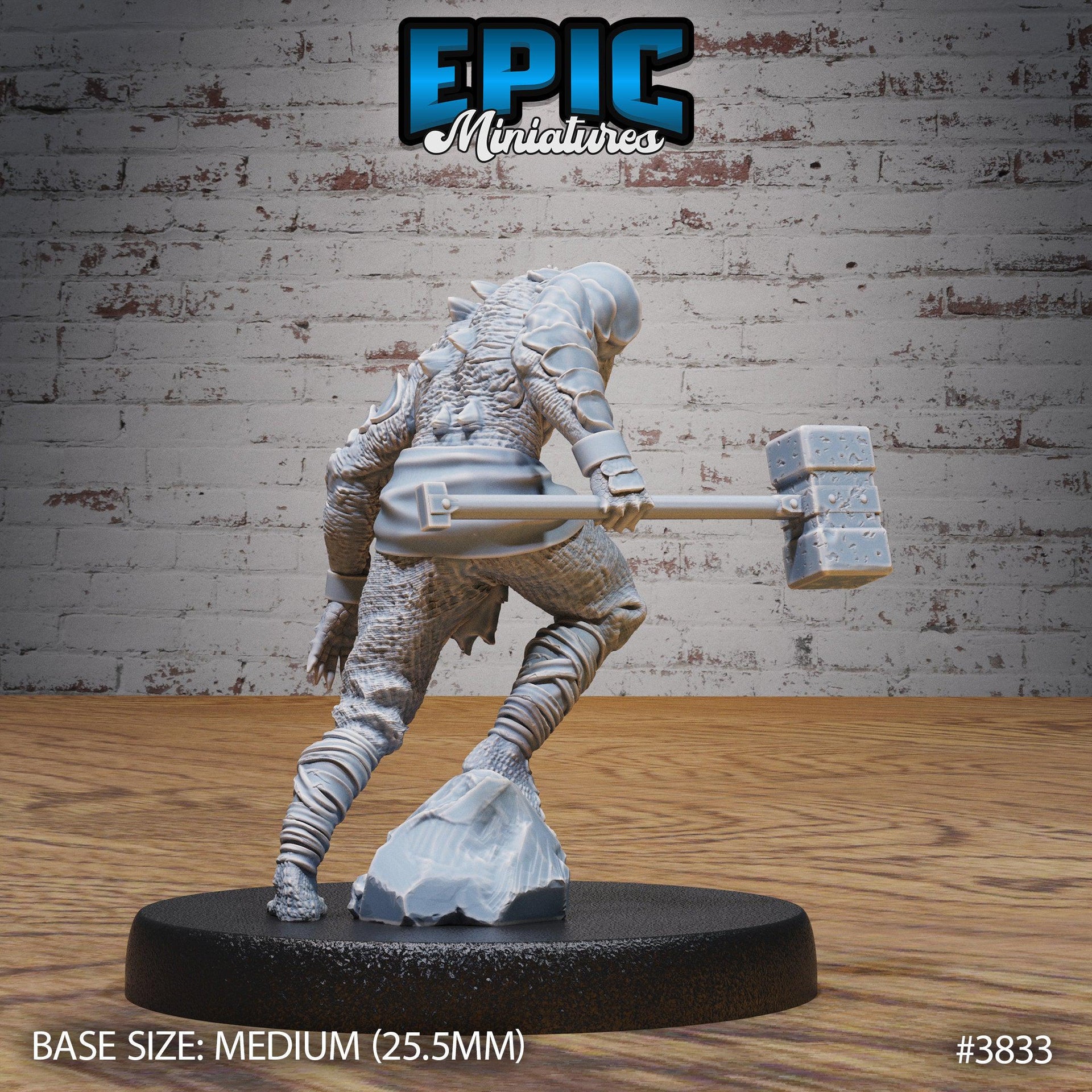 Crocodile Folk Warrior - Epic Miniatures | New World Conquest | 28mm | 32mm | Lizardfolk | Barbarian | Fighter