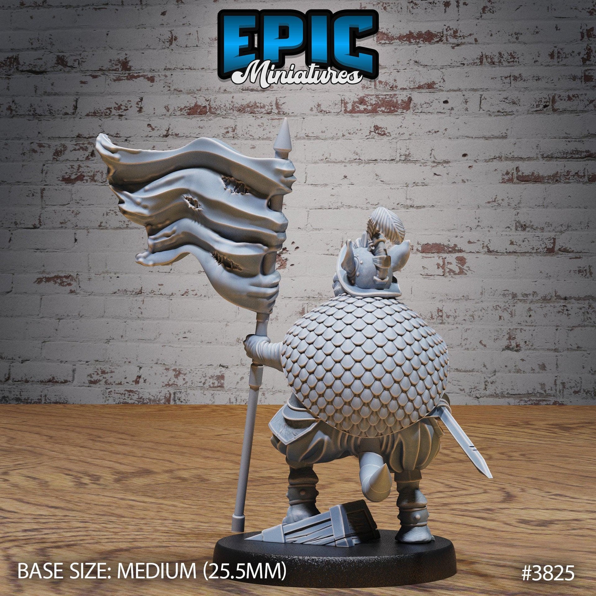 Armadillo Conquistador - Epic Miniatures | New World Conquest | 28mm | 32mm | Armadillo Folk | Spanish | Standard Bearer | Treasure