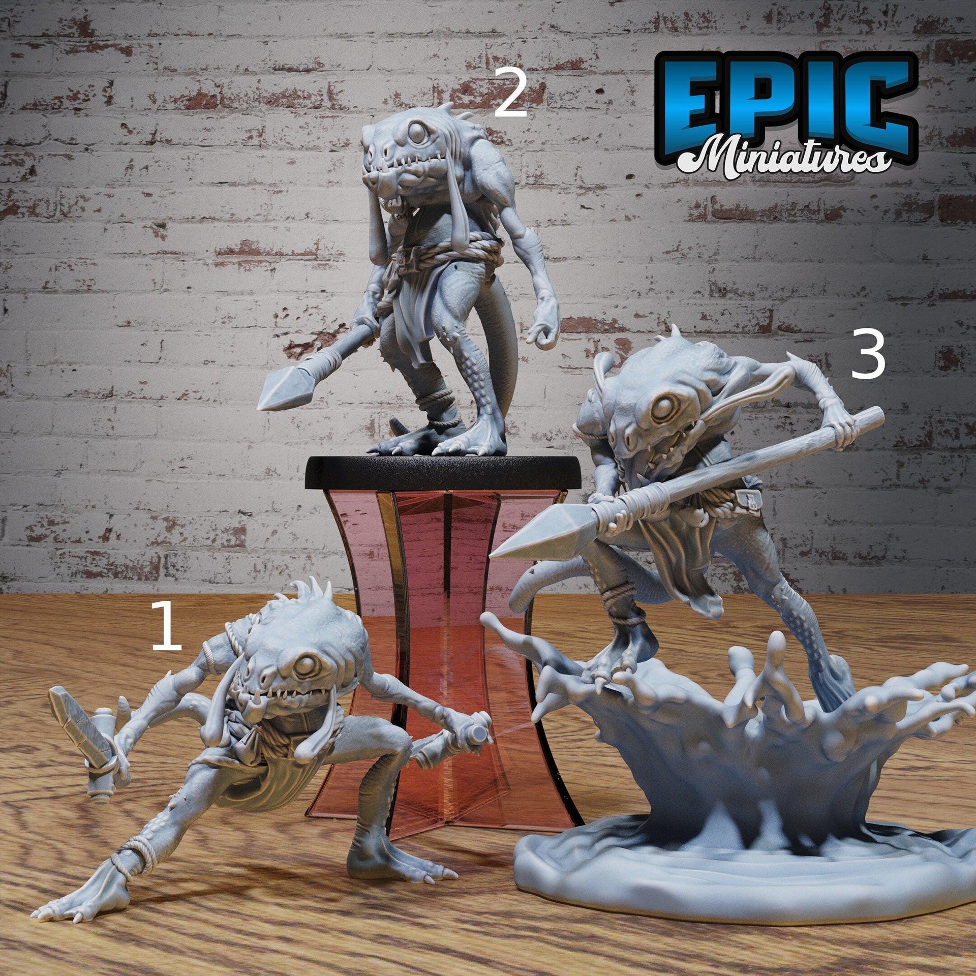 Dark Fish Folk - Epic Miniatures | 32mm | Sinister Harbor | Speer | Hunting | Soldier