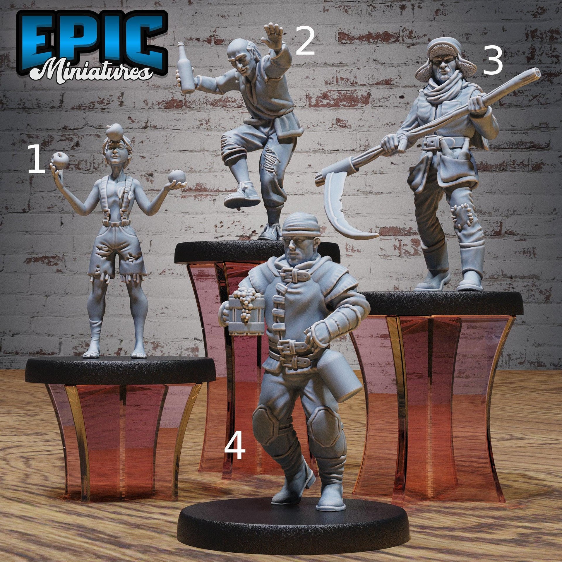 Villagers 3! - Epic Miniatures | 32mm | Festival Village | Child | Drunk | Guard | Farmer | Bard | Merchant | Cart
