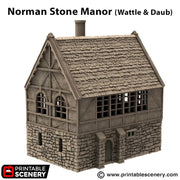 Wattle and Daub Stone Manor. King and Country, 15mm, 28mm, 32mm - Printable Scenery | 28mm and 32mm | Wargaming | DnD | Tabletop Roleplaying