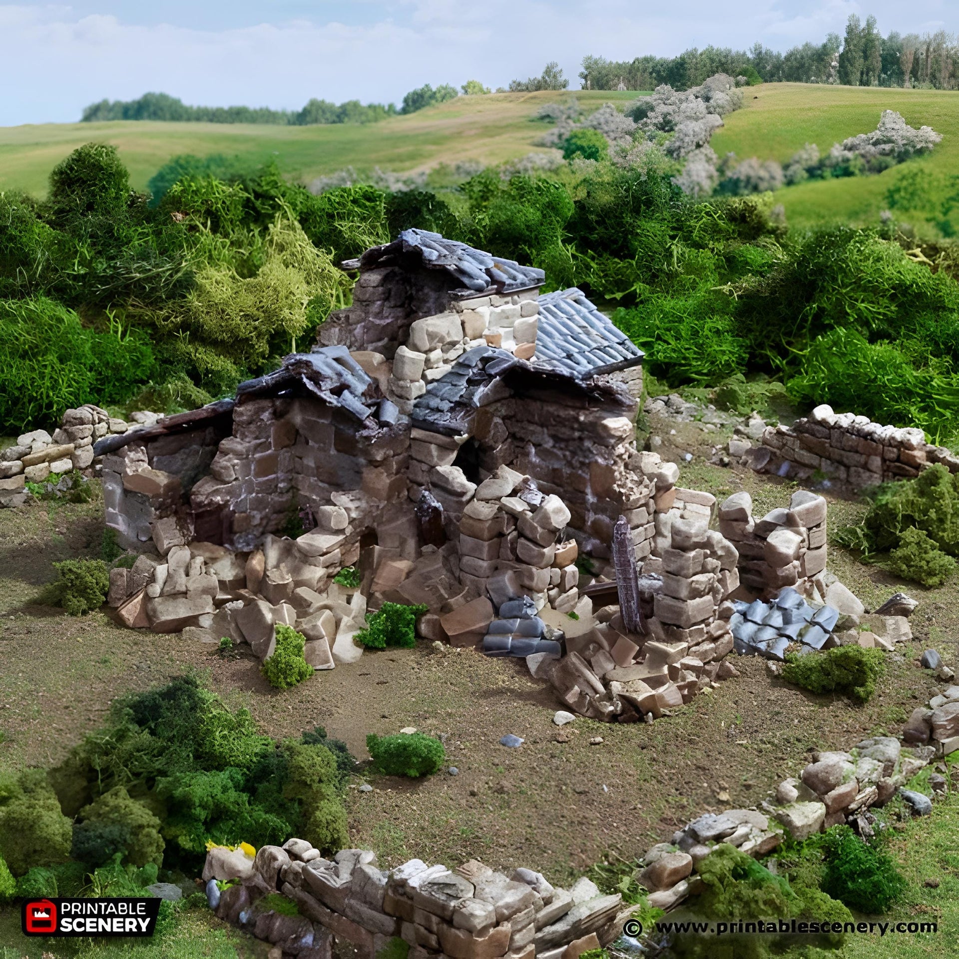 Ruined French Mausoleum. King and Country, 15mm, 28mm, 32mm - Printable Scenery | 28mm and 32mm | Wargaming | DnD | Tabletop Roleplaying