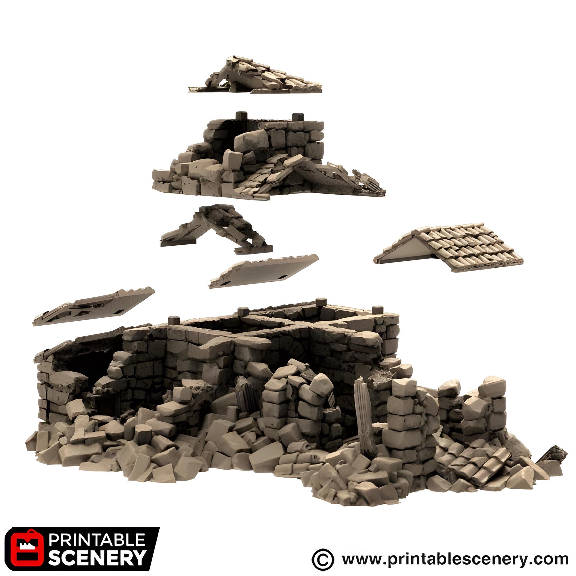 Ruined French Mausoleum. King and Country, 15mm, 28mm, 32mm - Printable Scenery | 28mm and 32mm | Wargaming | DnD | Tabletop Roleplaying