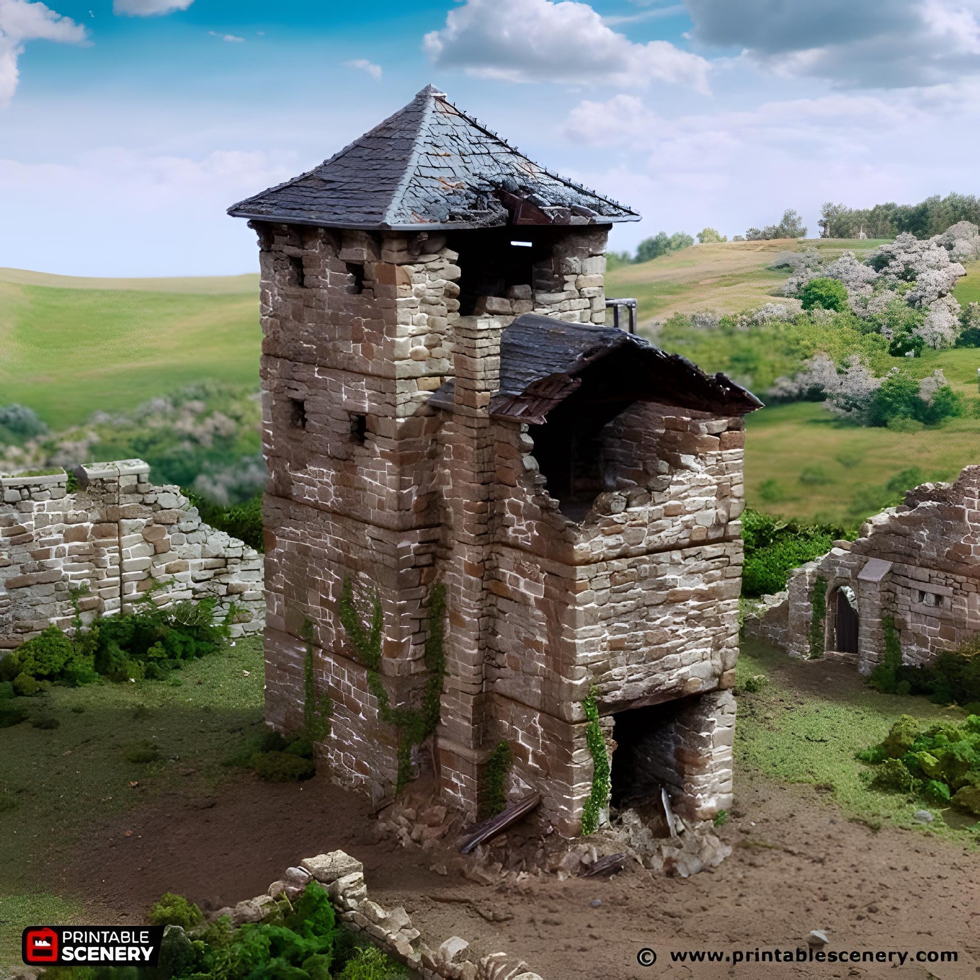 Ruined Black Rock Keep. King and Country, 15mm, 28mm, 32mm - Printable Scenery | 28mm and 32mm | Wargaming | DnD | Tabletop Roleplaying