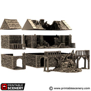 Ruined Black Rock Barracks. King and Country, 15mm, 28mm, 32mm - Printable Scenery | 28mm and 32mm | Wargaming | DnD | Tabletop Roleplaying