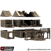 Ruined Black Rock Barracks. King and Country, 15mm, 28mm, 32mm - Printable Scenery | 28mm and 32mm | Wargaming | DnD | Tabletop Roleplaying