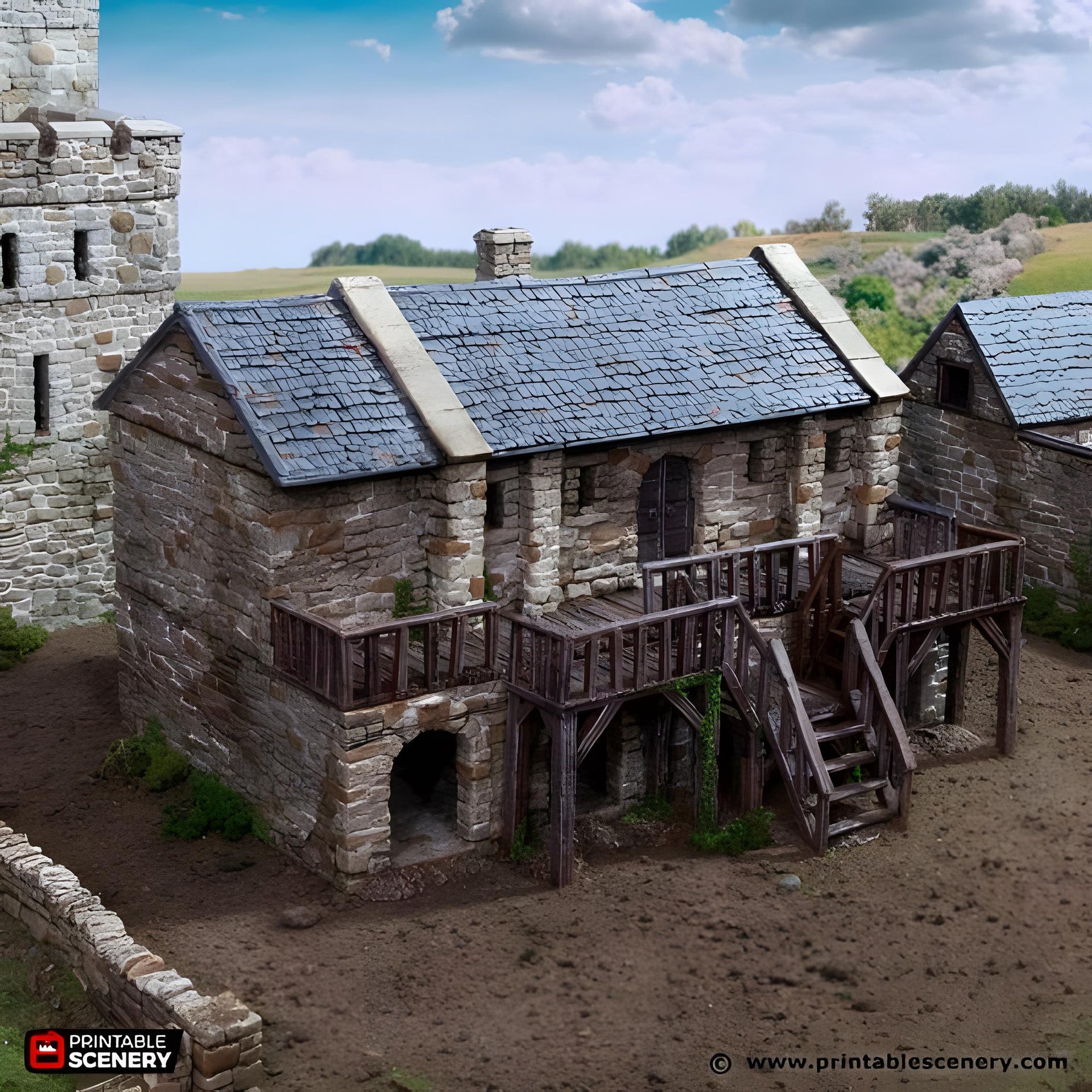 Black Rock Barracks. King and Country, 15mm, 28mm, 32mm - Printable Scenery | 28mm and 32mm | Wargaming | DnD | Tabletop Roleplaying