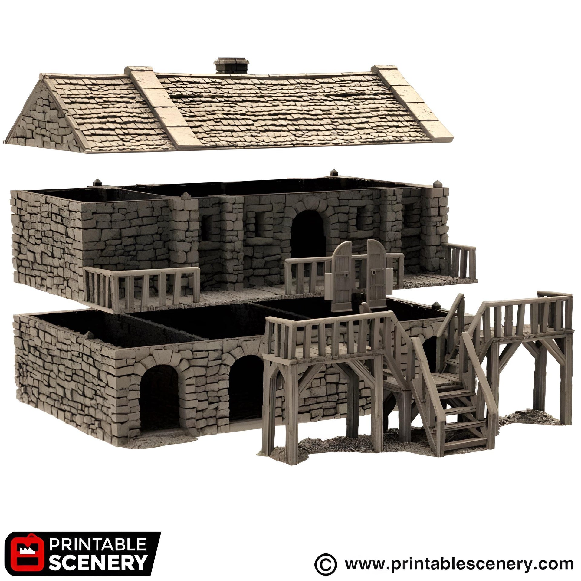Black Rock Barracks. King and Country, 15mm, 28mm, 32mm - Printable Scenery | 28mm and 32mm | Wargaming | DnD | Tabletop Roleplaying