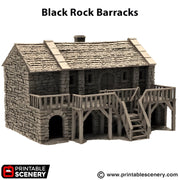 Black Rock Barracks. King and Country, 15mm, 28mm, 32mm - Printable Scenery | 28mm and 32mm | Wargaming | DnD | Tabletop Roleplaying