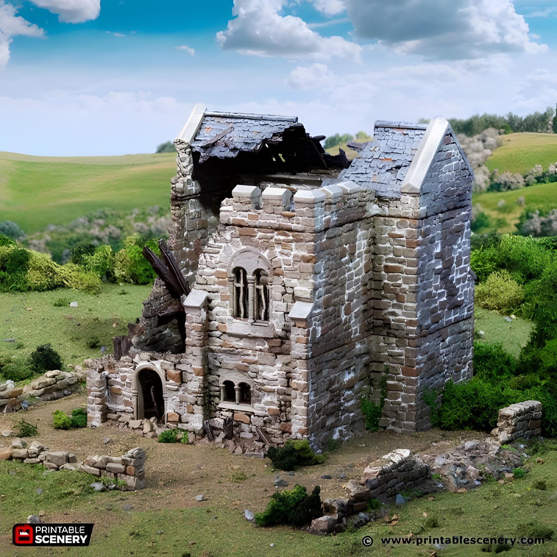 Ruined Norman Stone Keep. King and Country, 15mm, 28mm, 32mm - Printable Scenery | 28mm and 32mm | Wargaming | DnD | Tabletop Roleplaying