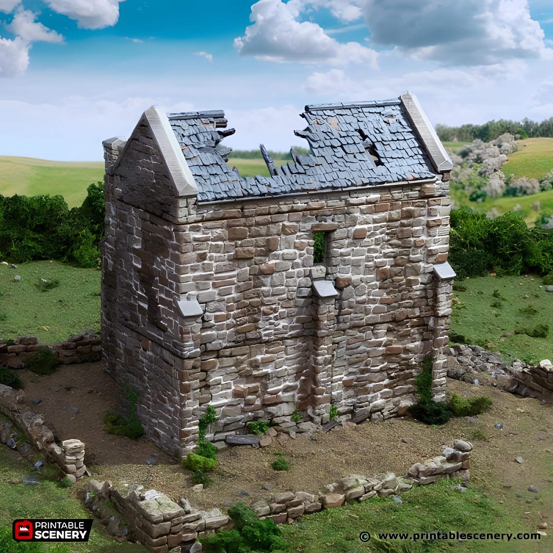 Ruined Norman Stone Keep. King and Country, 15mm, 28mm, 32mm - Printable Scenery | 28mm and 32mm | Wargaming | DnD | Tabletop Roleplaying