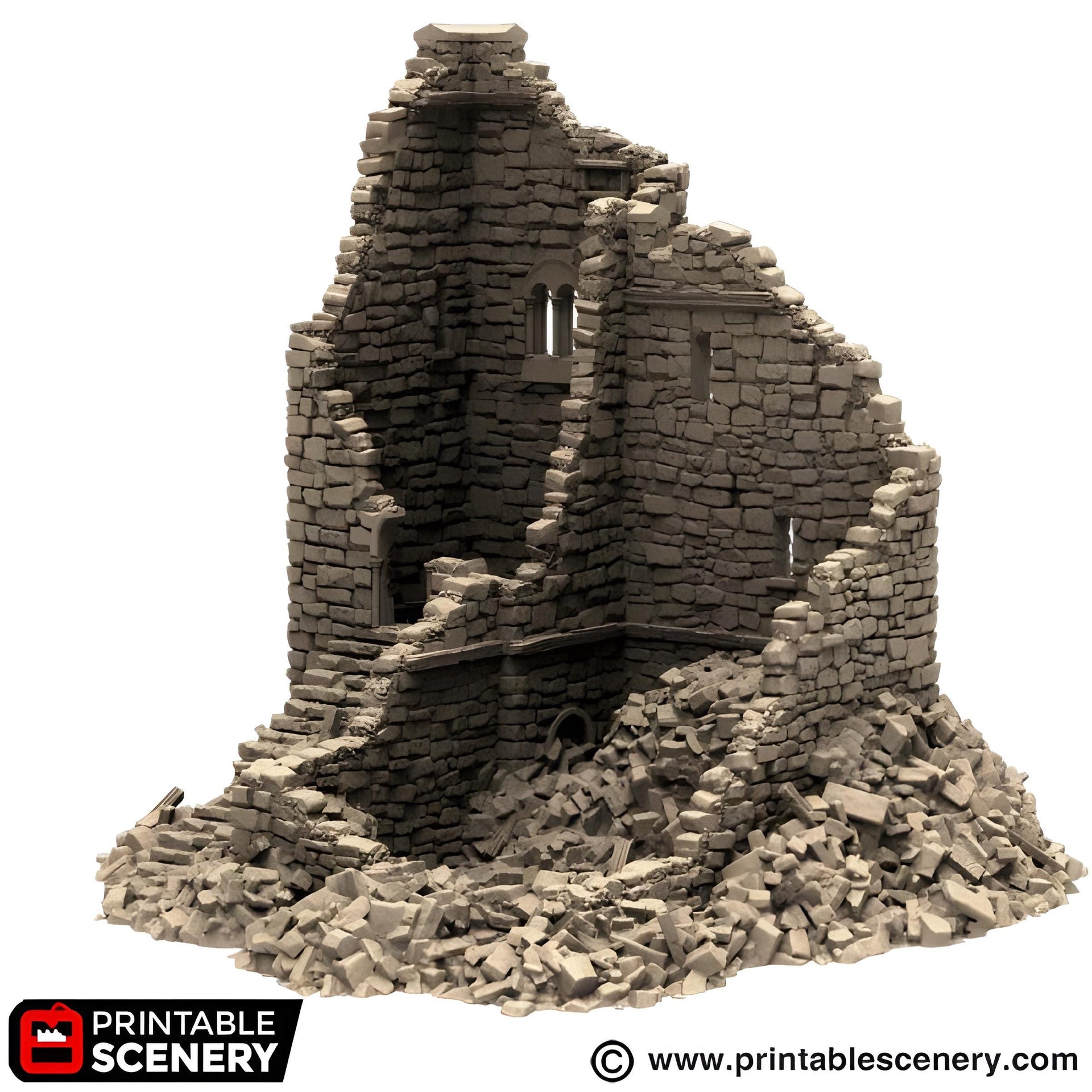 Ruined Norman Stone Fort. King and Country, 15mm, 28mm, 32mm - Printable Scenery | 28mm and 32mm | Wargaming | DnD | Tabletop Roleplaying