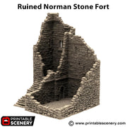 Ruined Norman Stone Fort. King and Country, 15mm, 28mm, 32mm - Printable Scenery | 28mm and 32mm | Wargaming | DnD | Tabletop Roleplaying