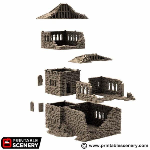 Ruined Kings Quarters. King and Country, 15mm, 28mm, 32mm - Printable Scenery | 28mm and 32mm | Wargaming | DnD | Tabletop Roleplaying