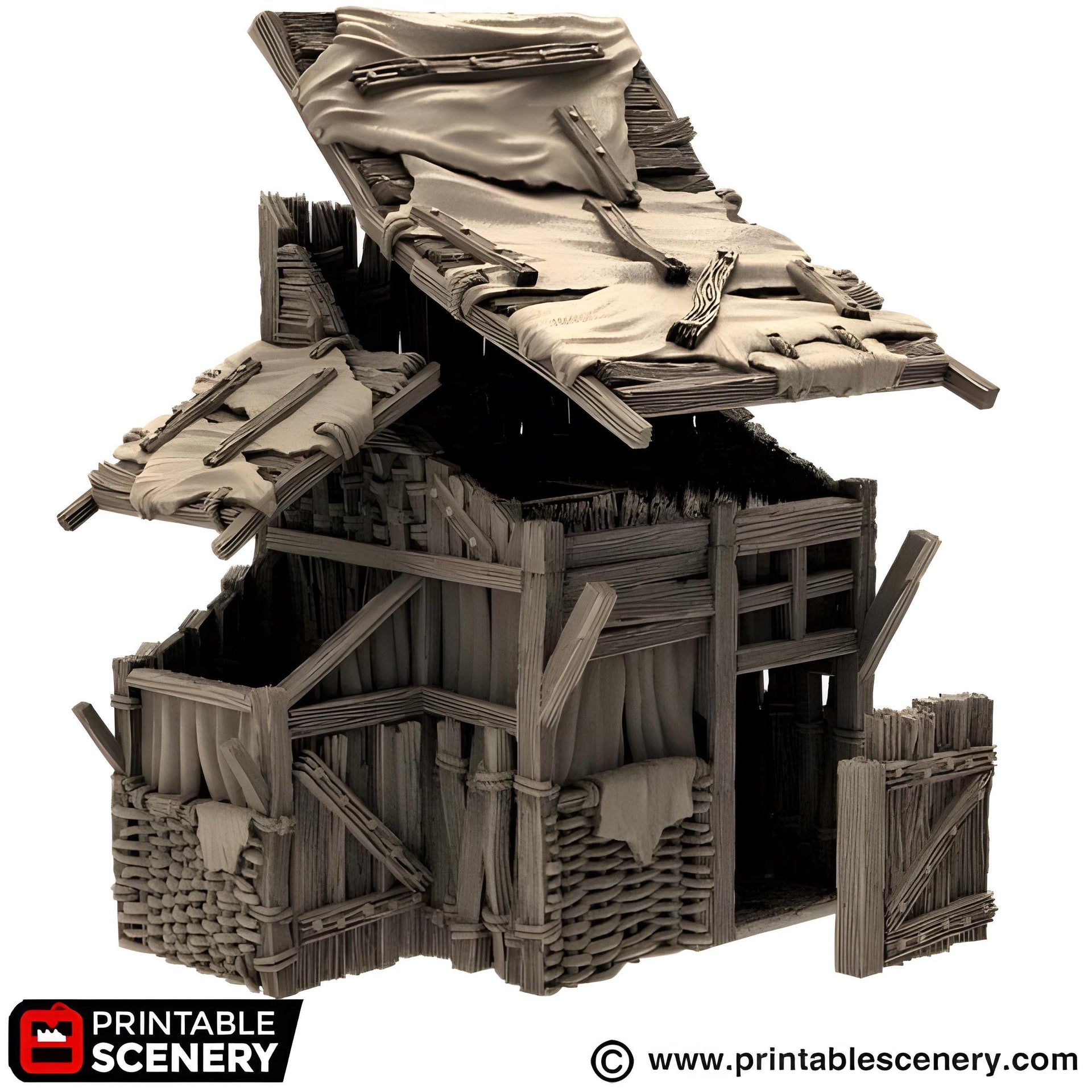 Medium Shanty. King and Country, 15mm, 28mm, 32mm - Printable Scenery | 28mm and 32mm | Wargaming | DnD | Tabletop Roleplaying