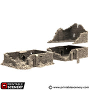 Ruined Norman Stone Manor. King and Country, 15mm, 28mm, 32mm - Printable Scenery | 28mm and 32mm | Wargaming | DnD | Tabletop Roleplaying