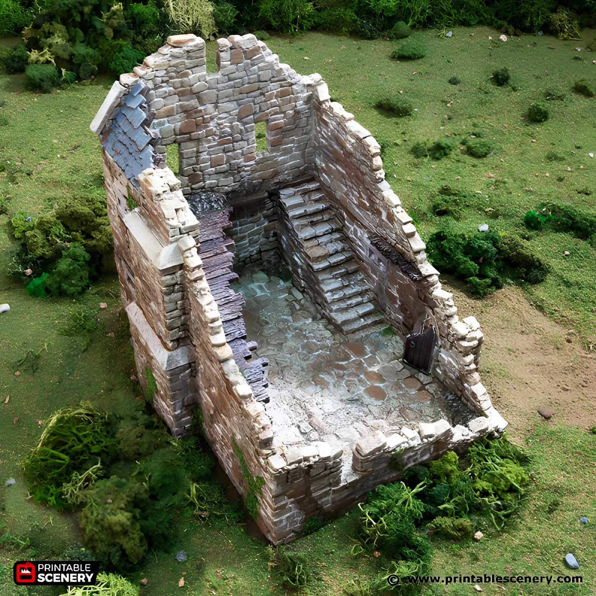 Ruined Norman Stone Manor. King and Country, 15mm, 28mm, 32mm - Printable Scenery | 28mm and 32mm | Wargaming | DnD | Tabletop Roleplaying