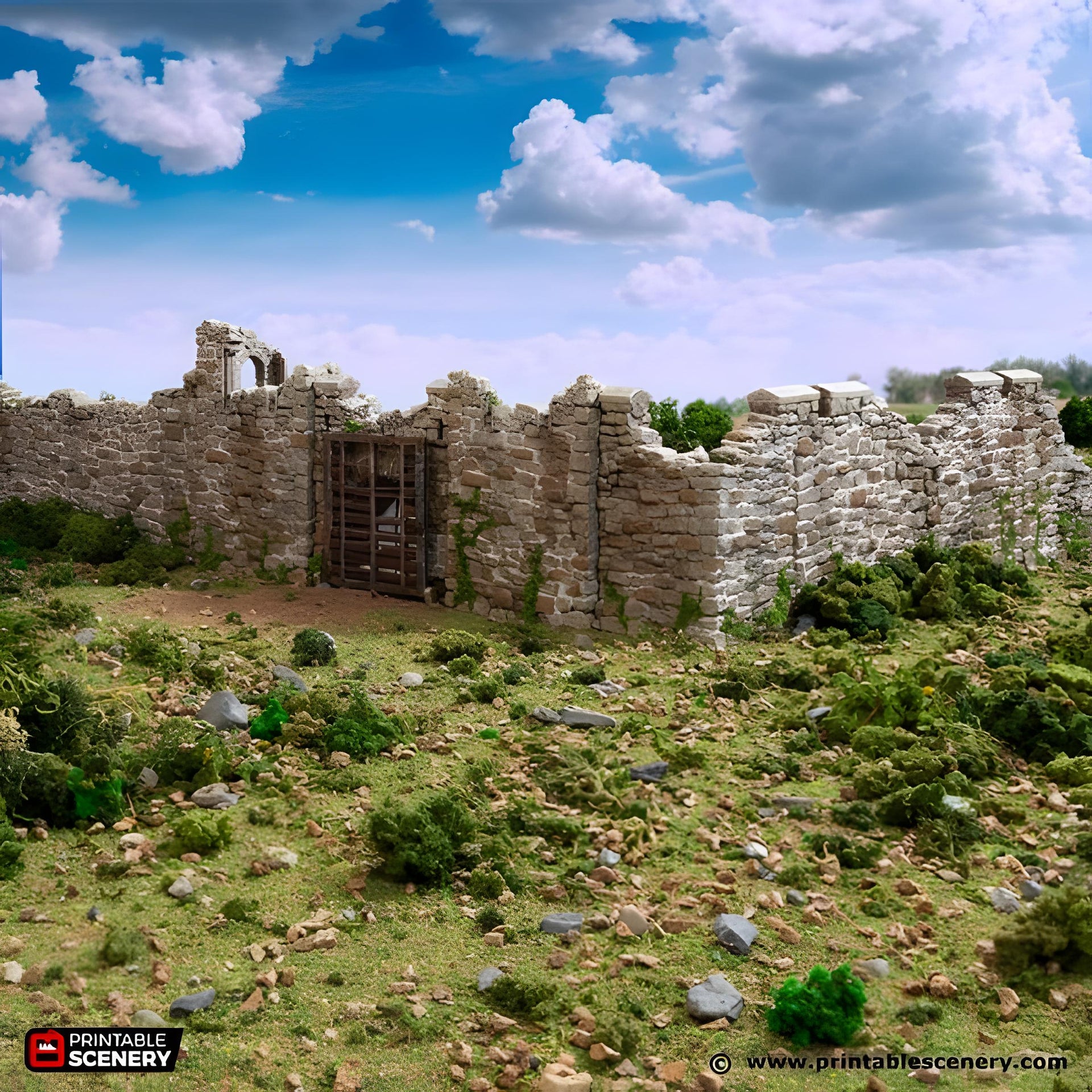 Ruined Norman Fort Walls. King and Country, 15mm, 28mm, 32mm - Printable Scenery | 28mm and 32mm | Wargaming | DnD | Tabletop Roleplaying