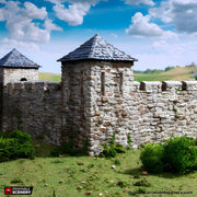 Norman Fort Walls Corner Tower. King and Country, 15mm, 28mm, 32mm - Printable Scenery
