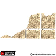Ruined Norman Fort Walls. King and Country, 15mm, 28mm, 32mm - Printable Scenery | 28mm and 32mm | Wargaming | DnD | Tabletop Roleplaying