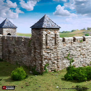 Norman Fort Walls Corner Tower. King and Country, 15mm, 28mm, 32mm - Printable Scenery