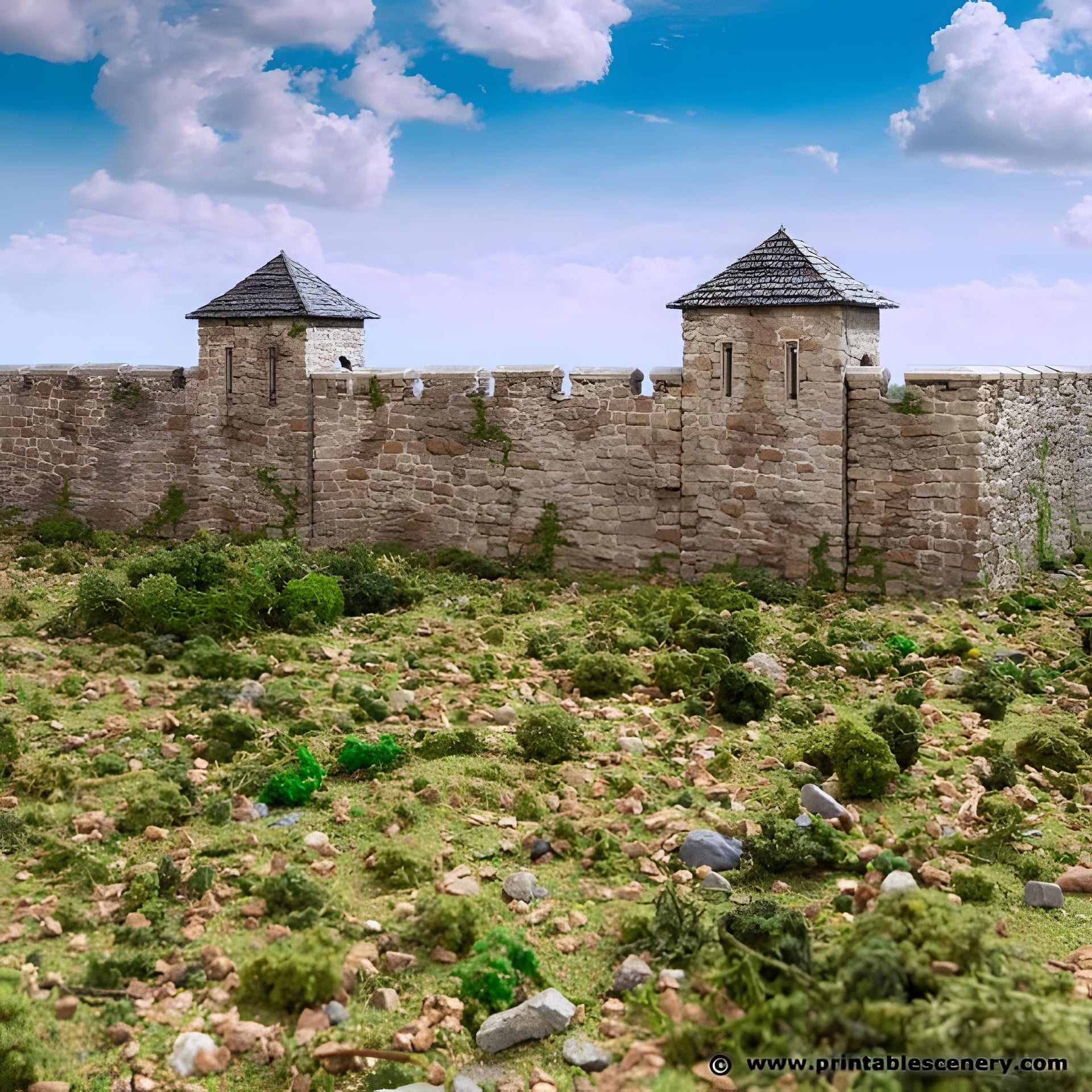 Modular Norman Fort Walls. King and Country, 15mm, 28mm, 32mm - Printable Scenery | 28mm and 32mm | Wargaming | DnD | Tabletop Roleplaying