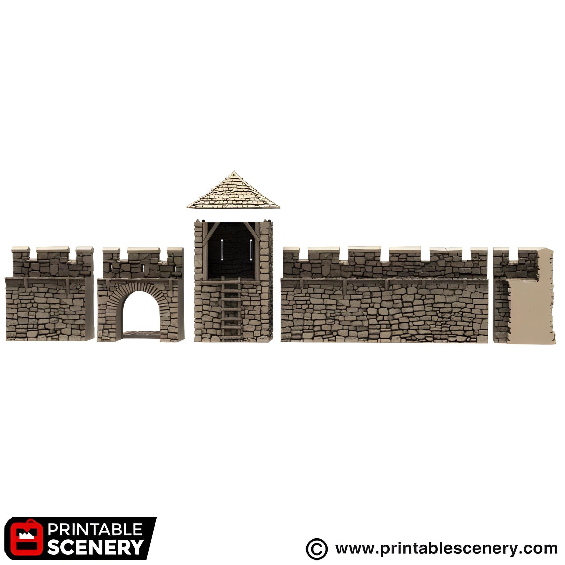 Modular Norman Fort Walls. King and Country, 15mm, 28mm, 32mm - Printable Scenery | 28mm and 32mm | Wargaming | DnD | Tabletop Roleplaying