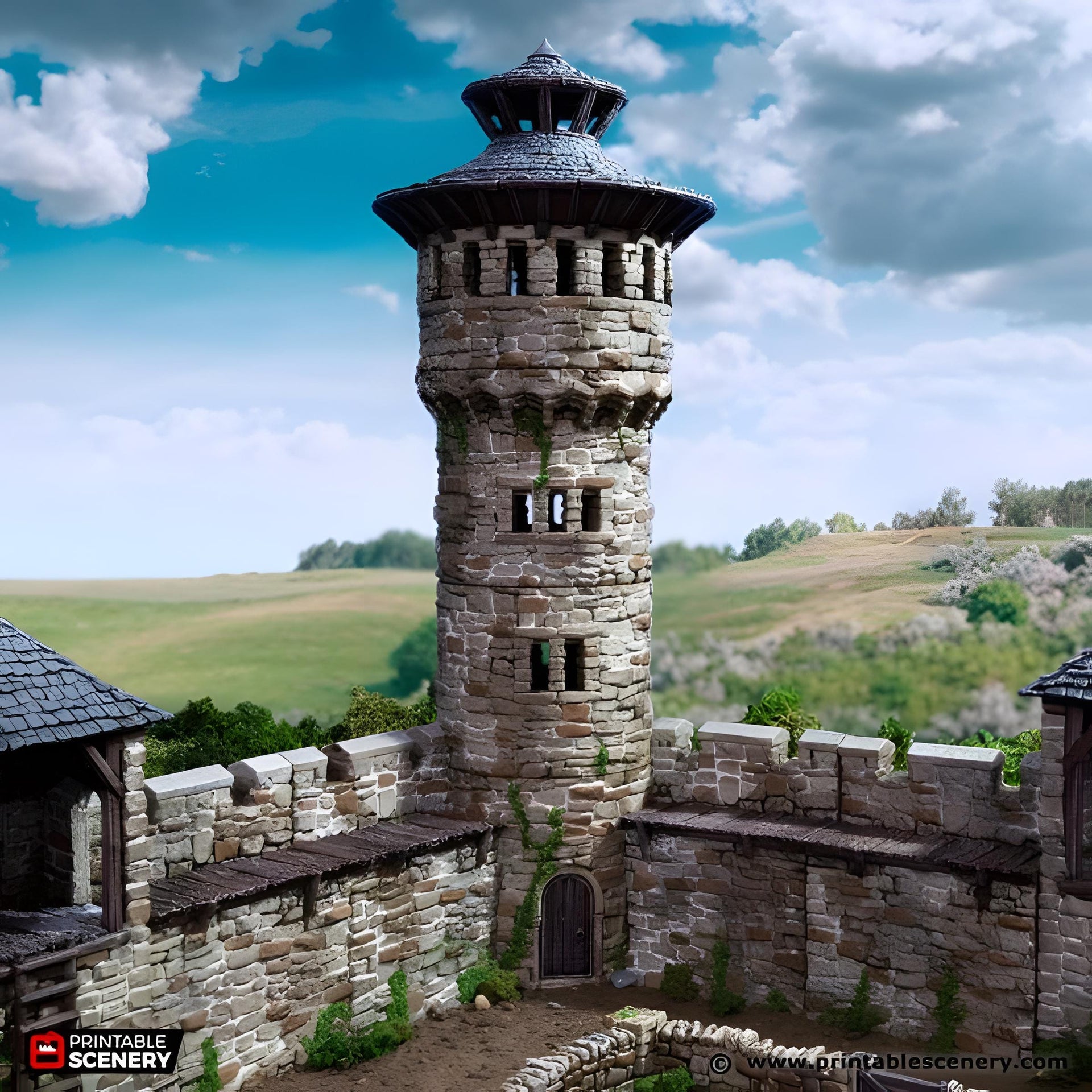 Kings Round Tower. King and Country, 15mm, 28mm, 32mm - Printable Scenery | 28mm and 32mm | Wargaming | DnD | Tabletop Roleplaying